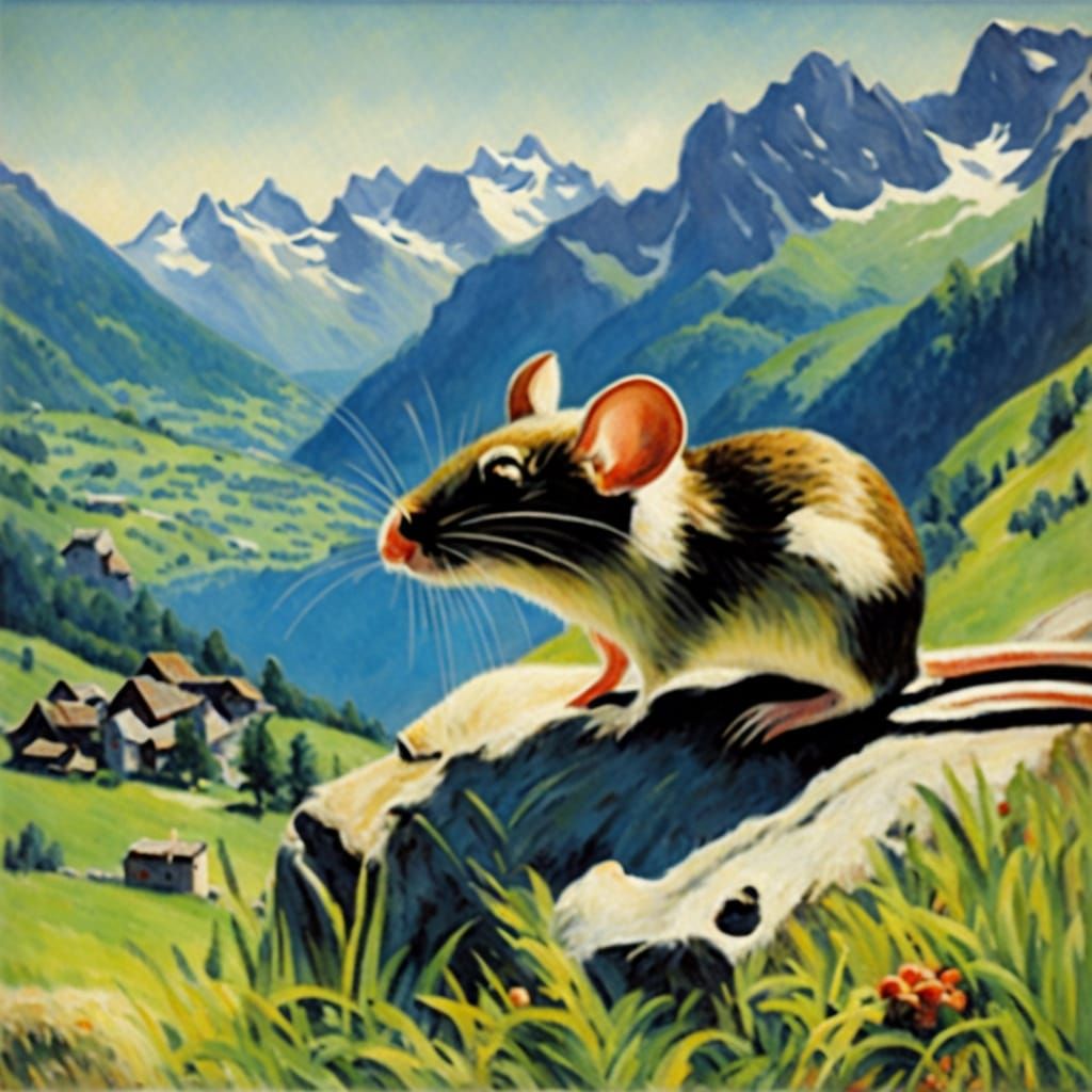 Mouse Wanders Through Summer Swiss Alps