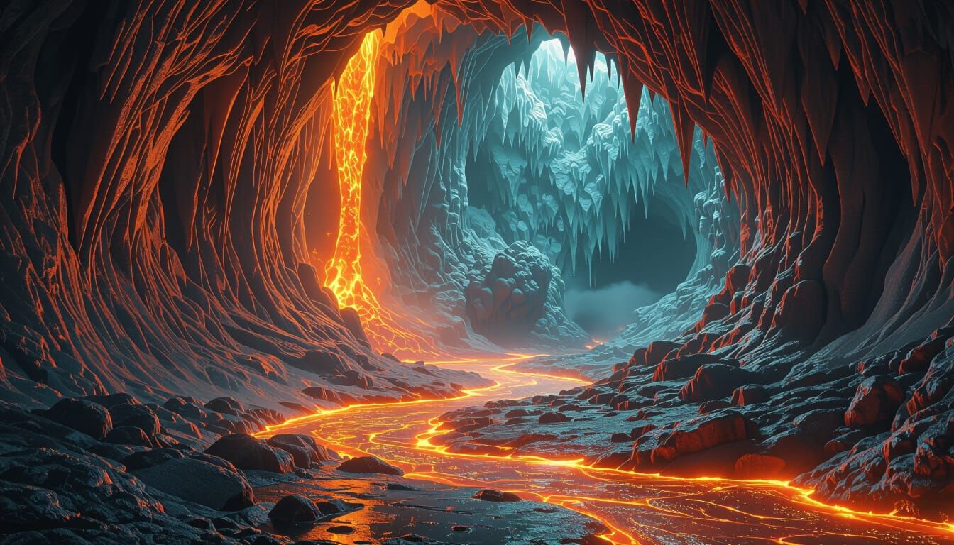 Molten Lava Cave with Fractal Patterns