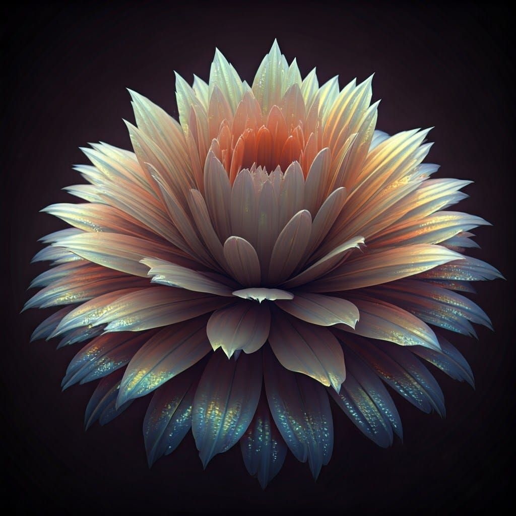 Iridescent Flower with Glittering Petals in Digital Art Styl...