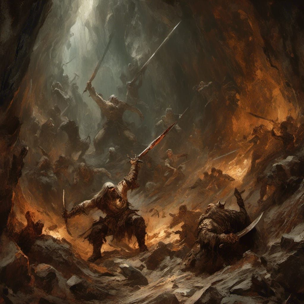 Heroic Battle for Treasure in a Mountain Cave