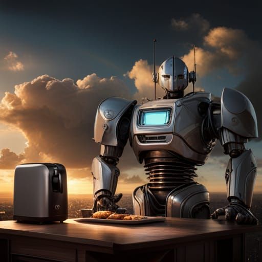 Robot and Toaster: Hyperdetailed CGI Fantasy Render