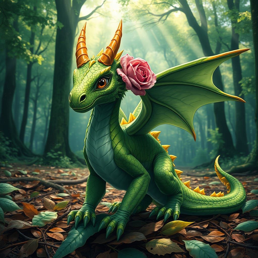 Majestic Leaf Dragon Amidst Vibrant Forest