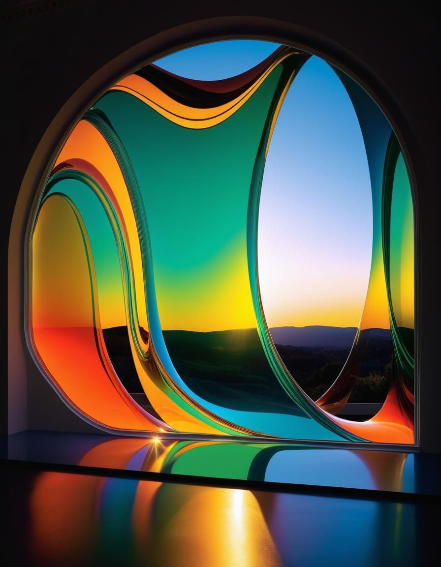 Abstract Light Bending Through Molten Glass Forms