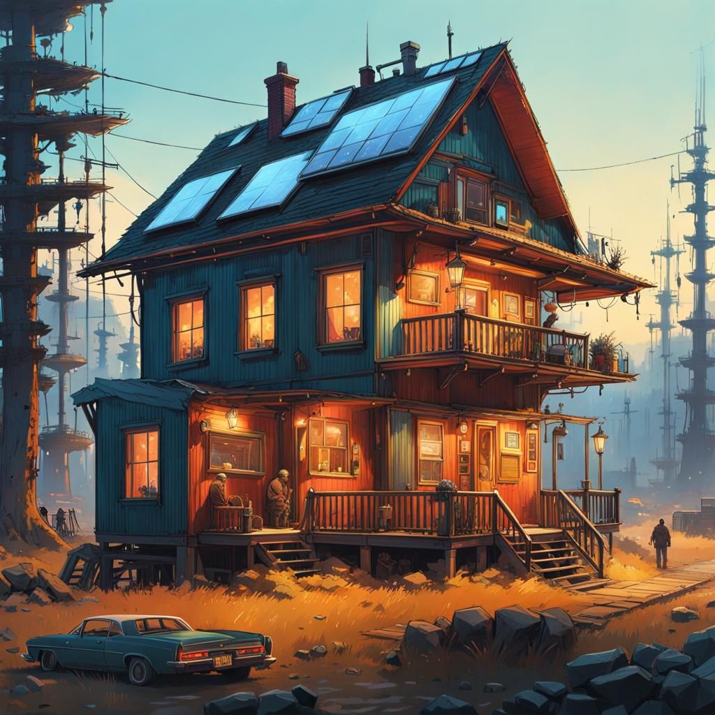 Solarpunk House Schematic in Photorealistic Style