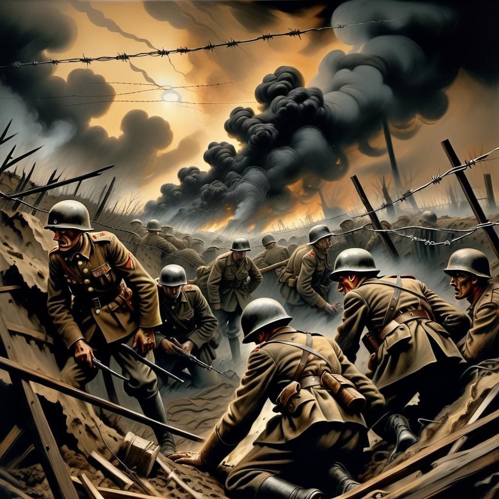 Imagine a gritty, realistic scene painted in the stark, unfl...