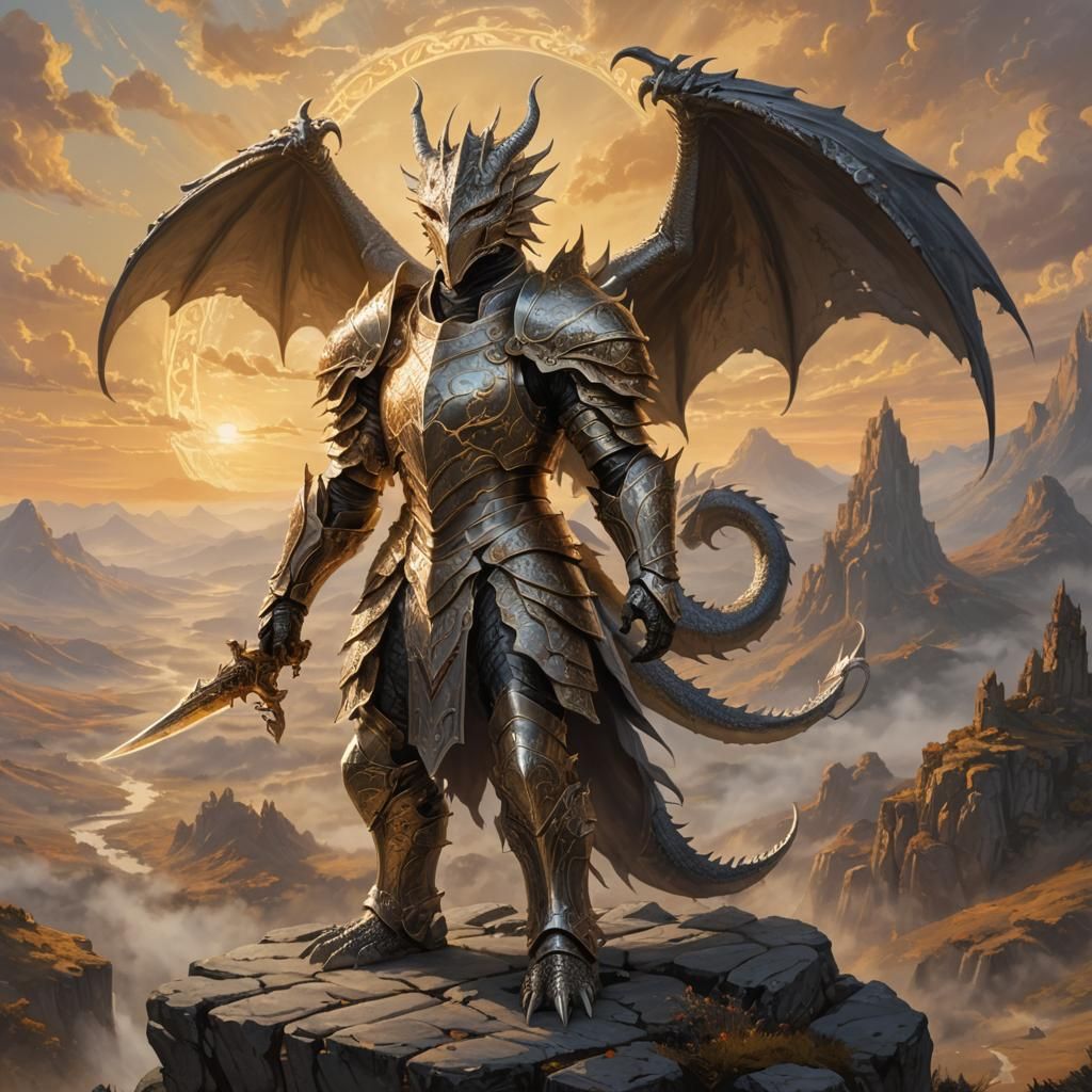 Dragon Knight in Pastel Ink Style