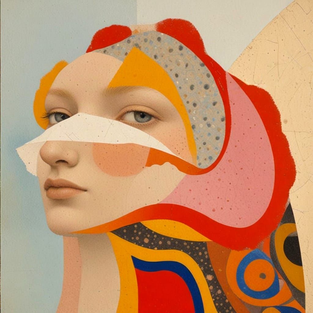 Surreal Landscape in Black Line Work and Collage