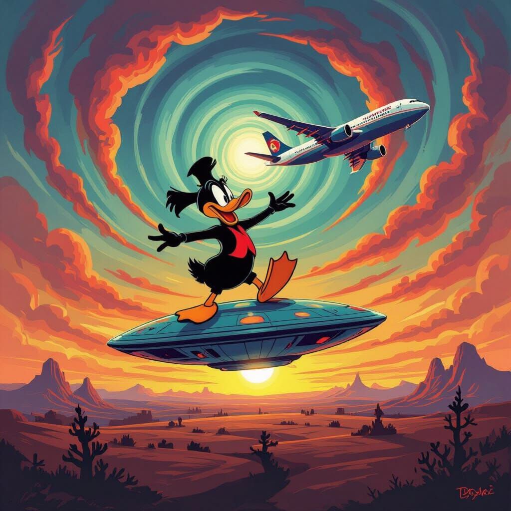 Daffy Duck Tap Dancing on a Flying Saucer