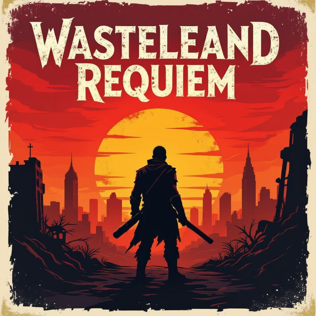 Post-Apocalyptic Wanderer in Ruined City, Digital Art