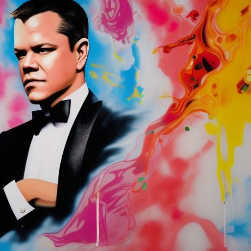 Matt Damon as James Bond in Graffiti Art