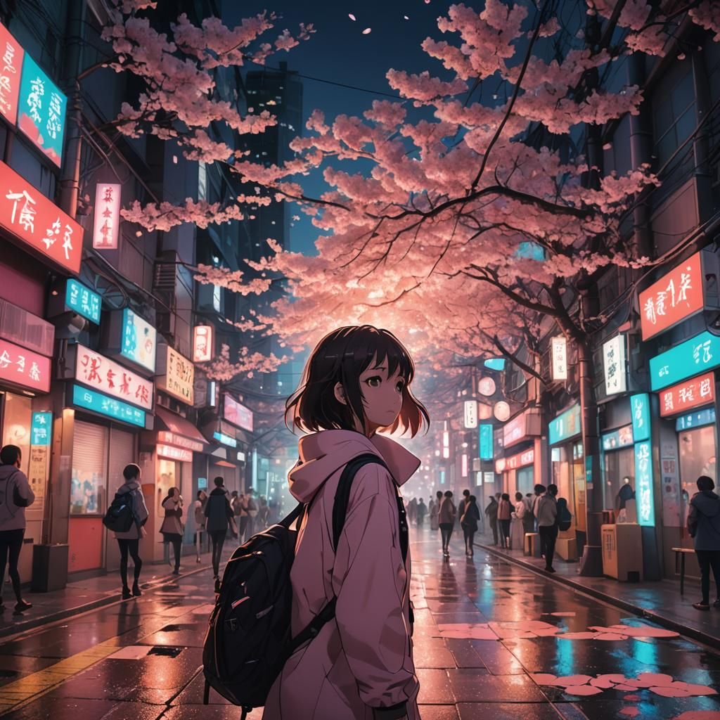 Girl in Neon City: Anime Key Visual