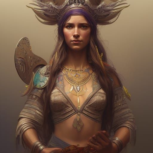 Viking Hippie Goddess: 8k Art Nouveau Portrait