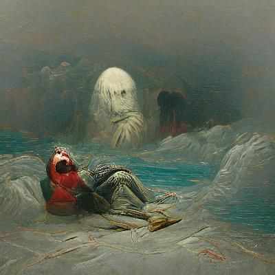 Haunting Vision of Regret in Horror Illustration Style