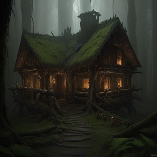 Gloomy Dungeon Entrance with Mossy Door