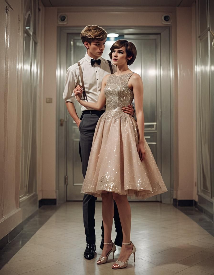 Stunning Ballroom Scene: Handkiss in Elegant Prom Attire