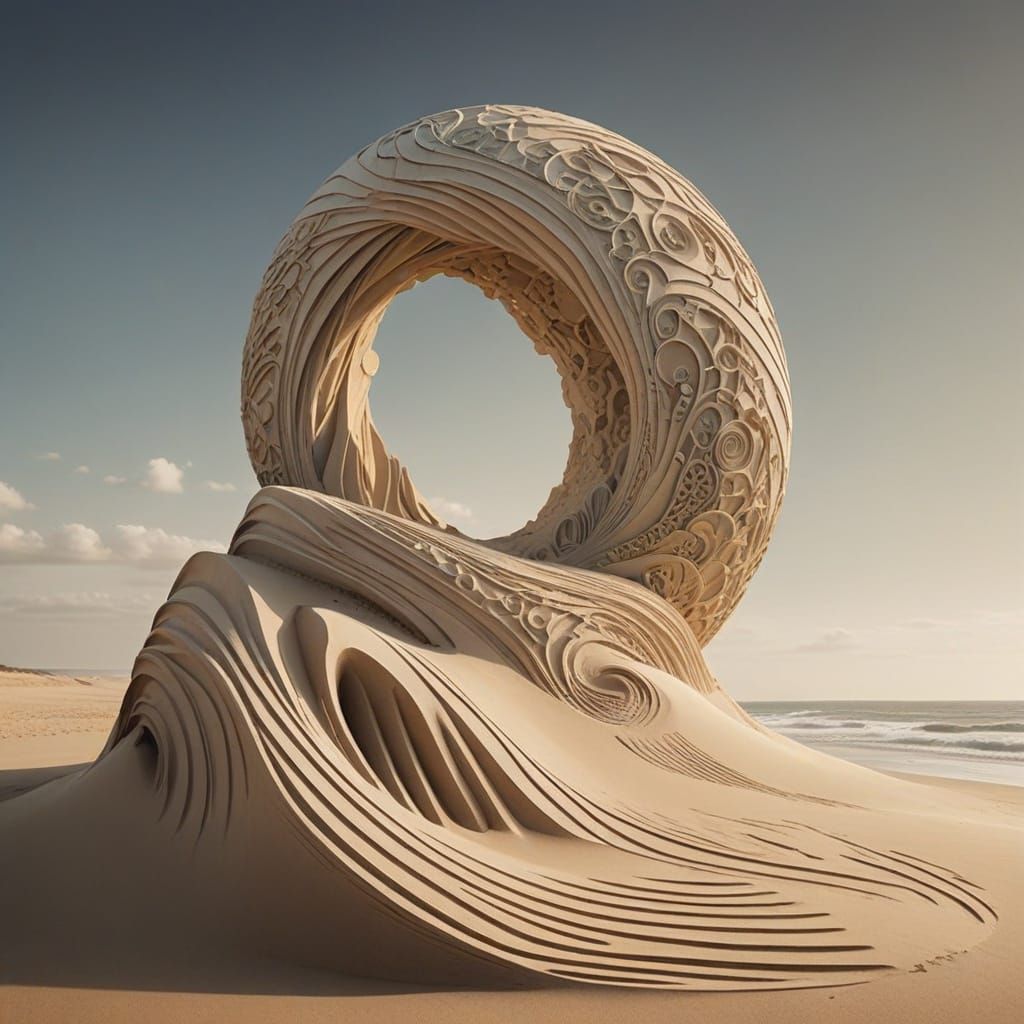 Dreamlike Beach Sculpture in Vibrant Pastel Colors