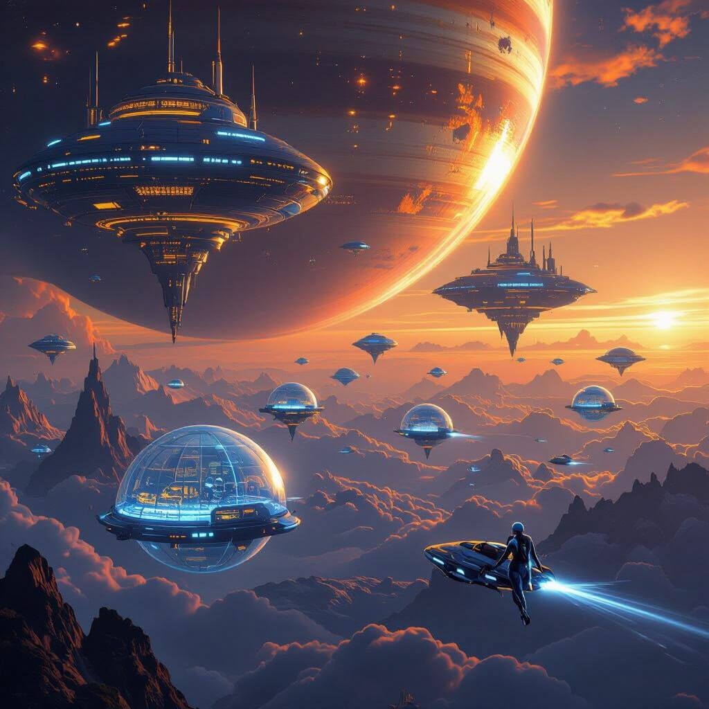 Jupiter's Floating Cities in Epic Sci-Fi Civilization