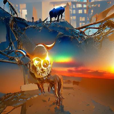 Goat Skull Silhouette at Sunset
