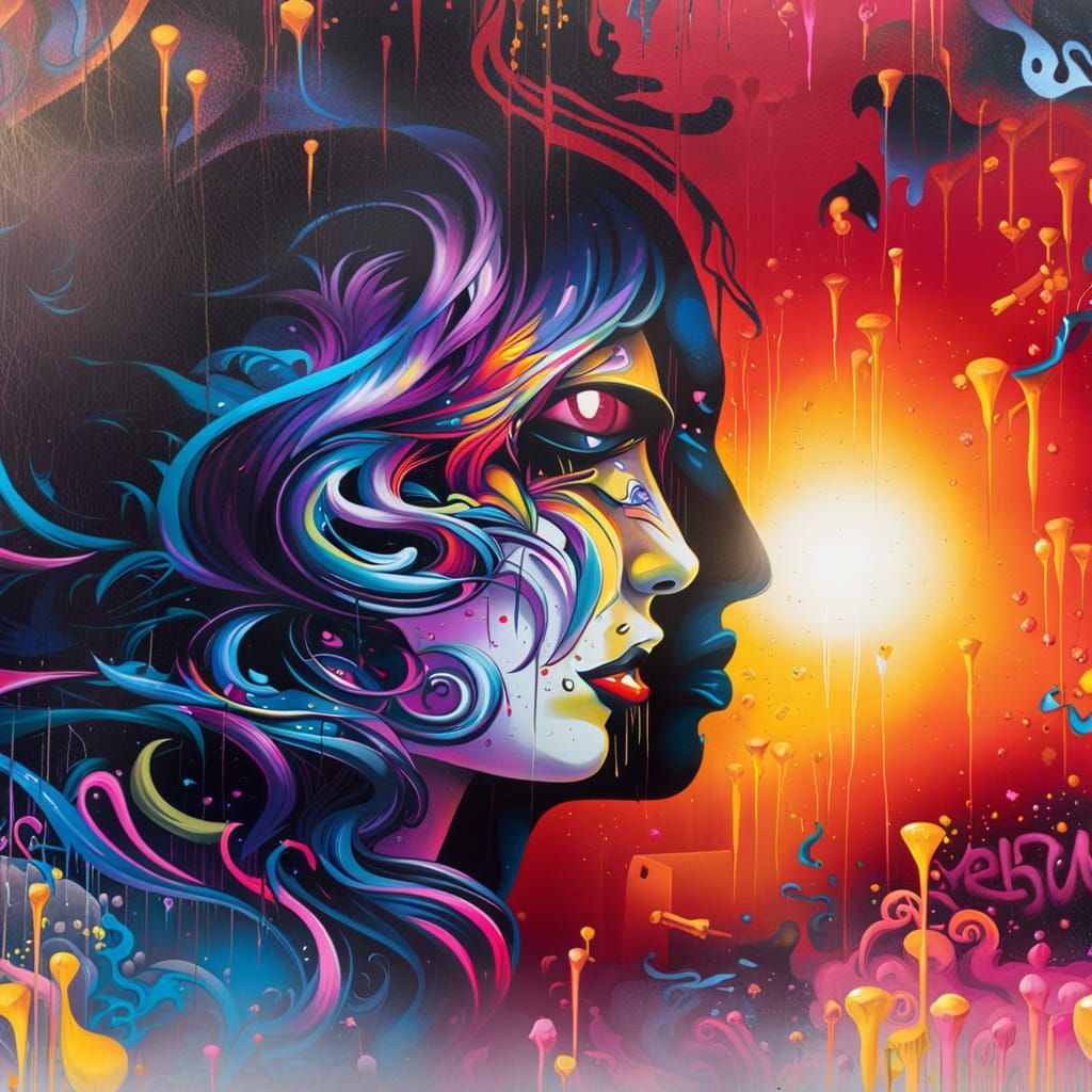 Detailed Street Art Mural in Dimly Lit Alleyway