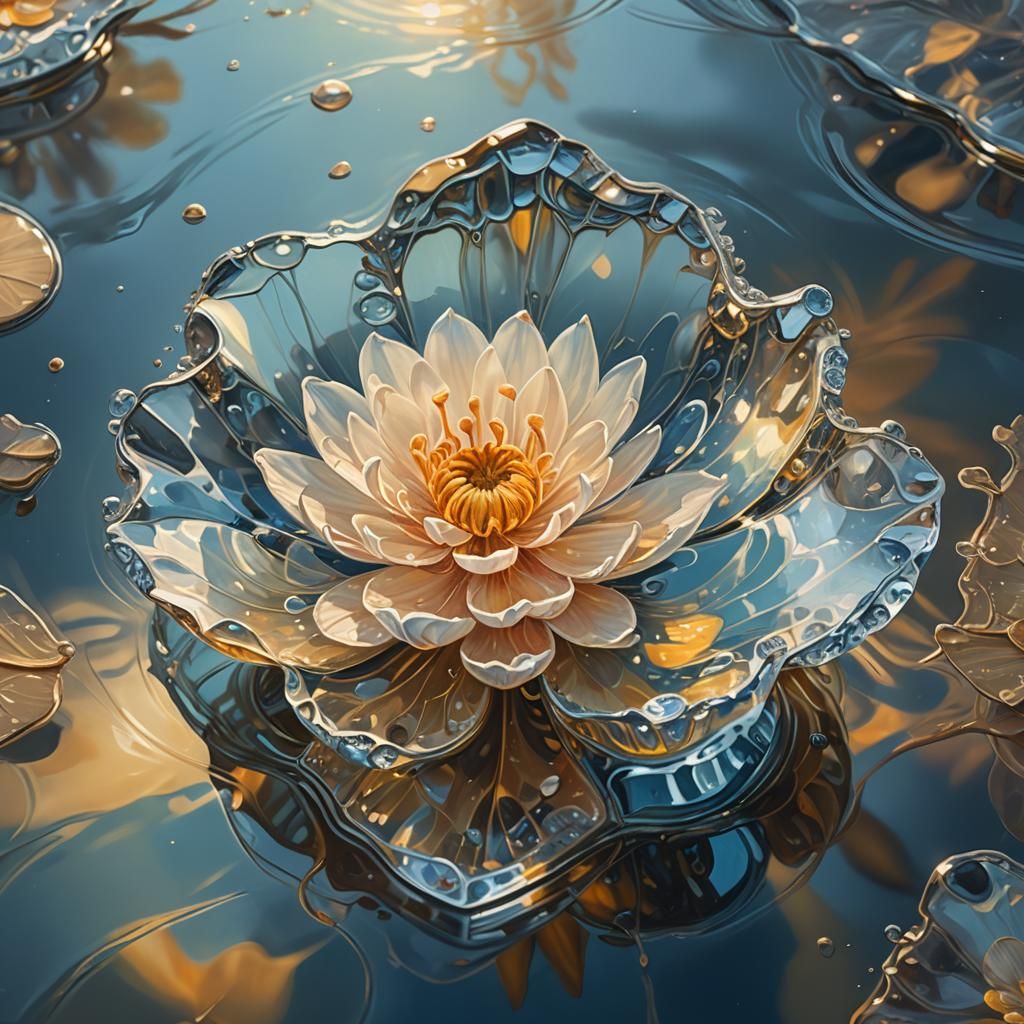 Flower Encased in Ice Cube: Photorealistic Art