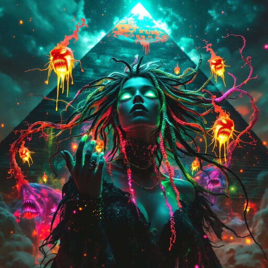 Enchanted Witch of the Underworld in Vibrant, Ancient Egypti...