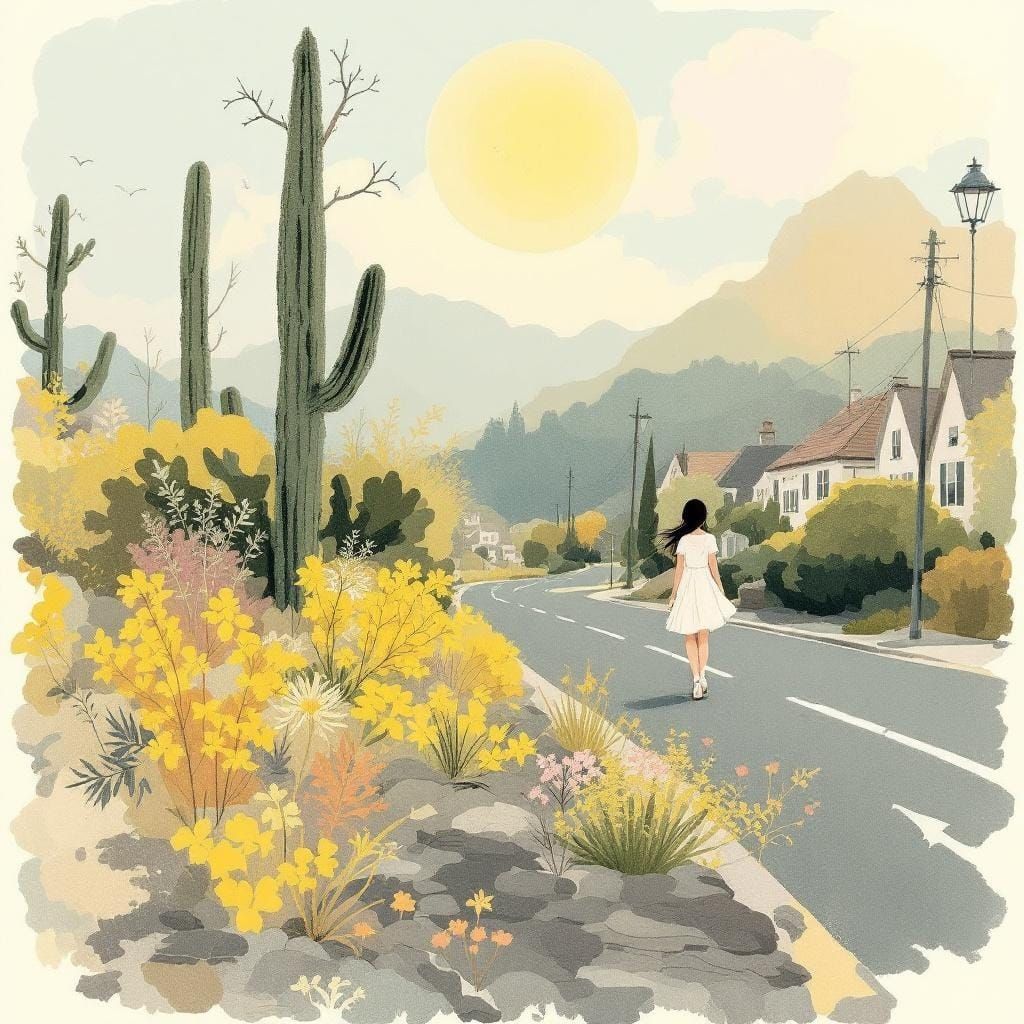 Harmonious Fusion: Organic Precision Illustration in Muted T...