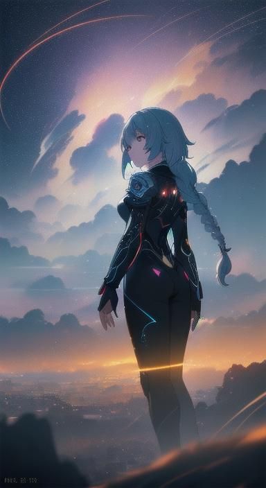 Anime Girl in Moonlight, Genshin Impact Style