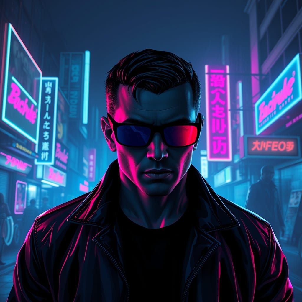 Gothic Cyberpunk Dreamscape in Neon Hues