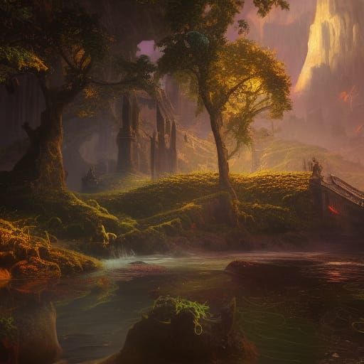 Fantastical Matte Painting in Deep Color, 8K