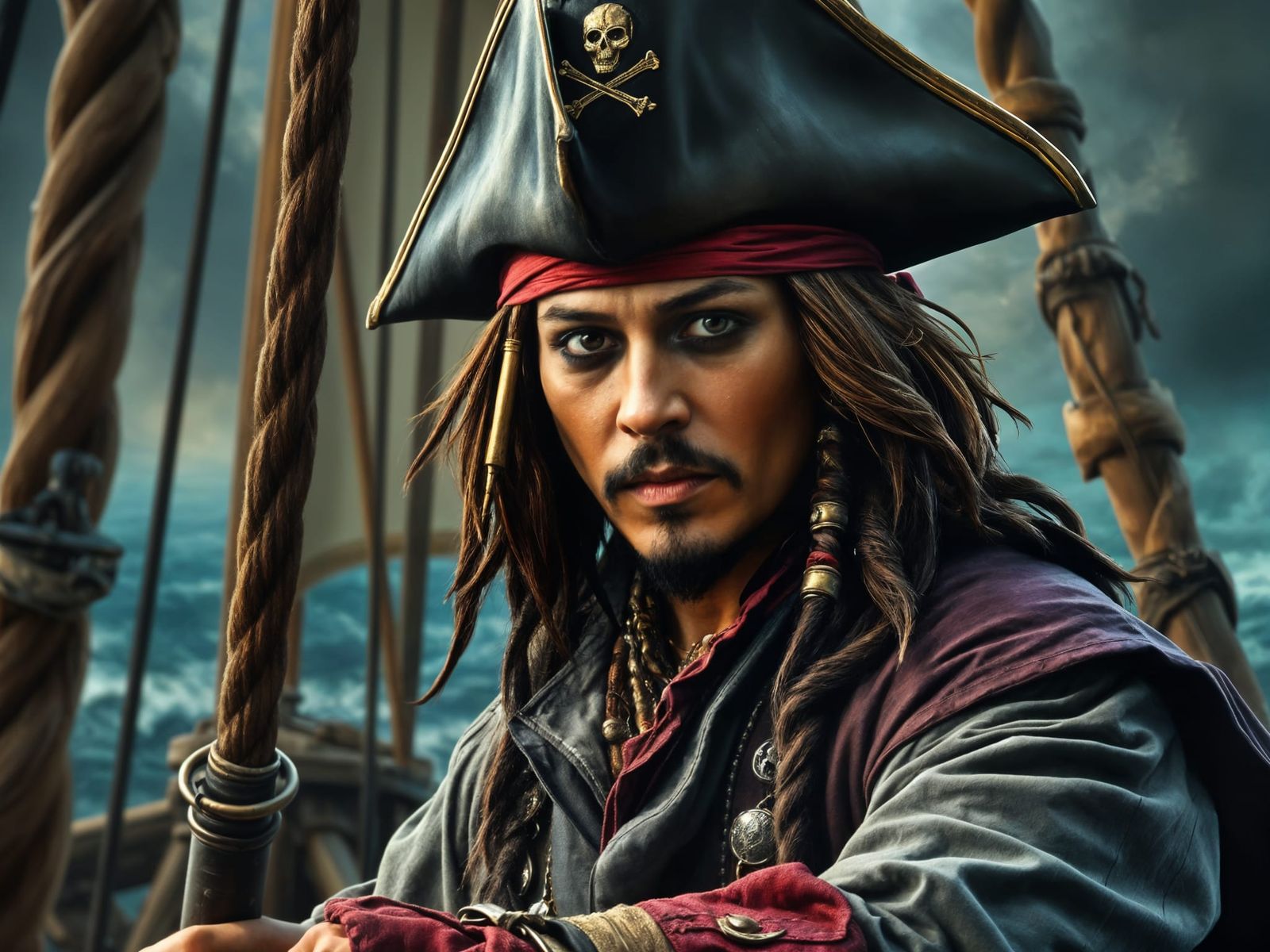 Pirate Captain Portrait in Oil Painting Style