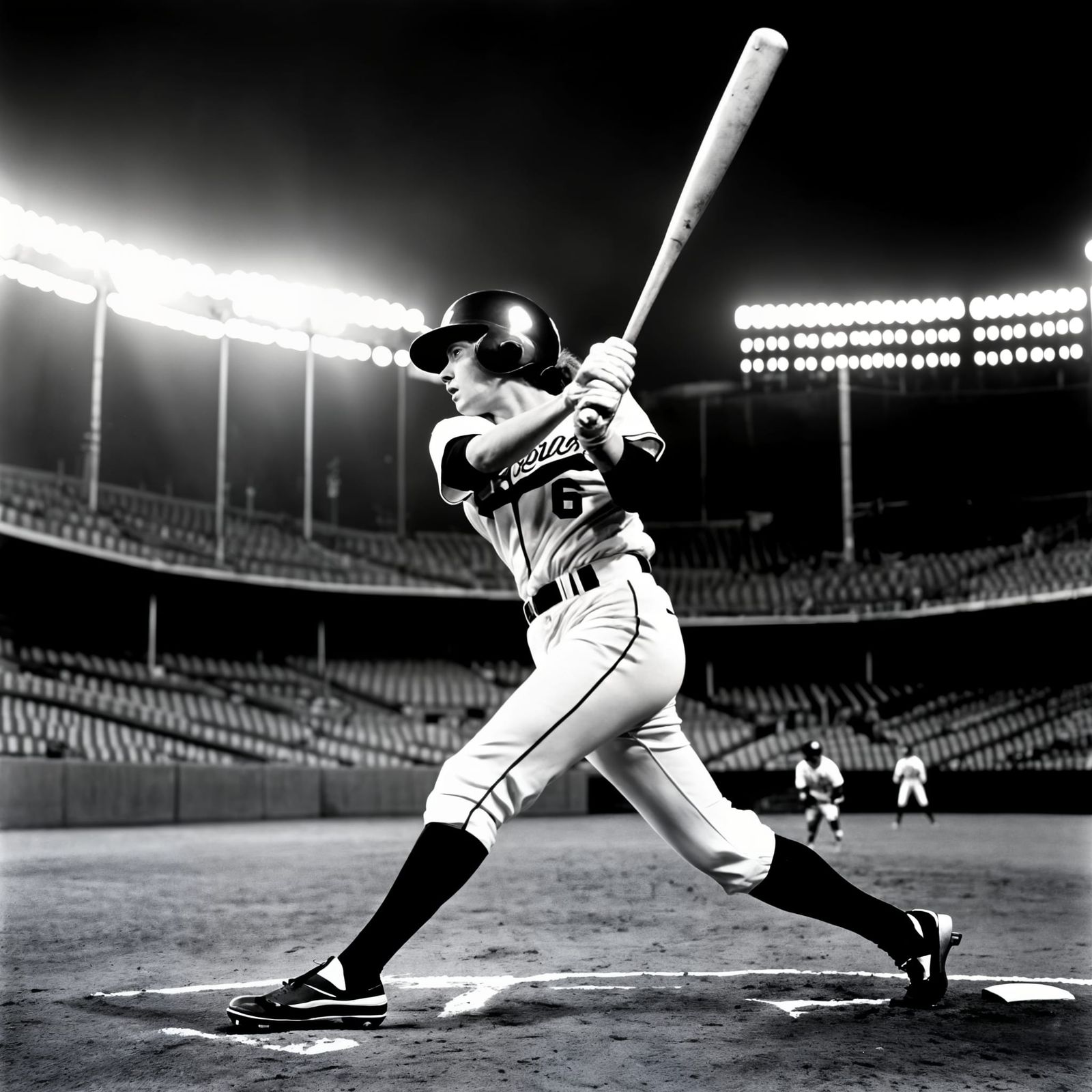 Dramatic Shot of Female Batter Connecting with Ball