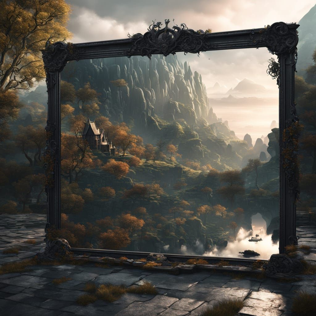 Mysterious Figure Reflected in a Detailed Matte Painting