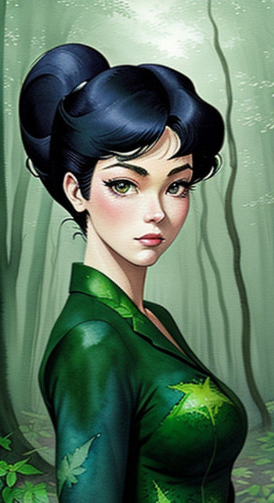 Enchanted Sfumato Watercolor Portrait in a Magical Forest