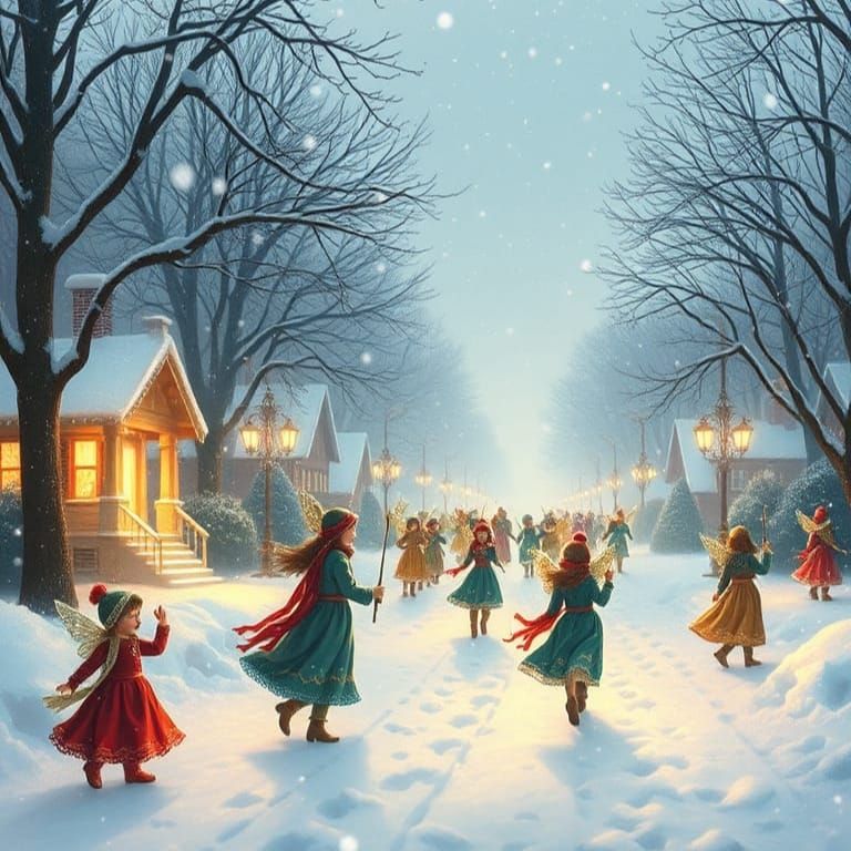 Enchanting Snow Pixie Parade in Winter Wonderland