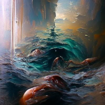Ocean Depths Oil Painting in Gurney Style