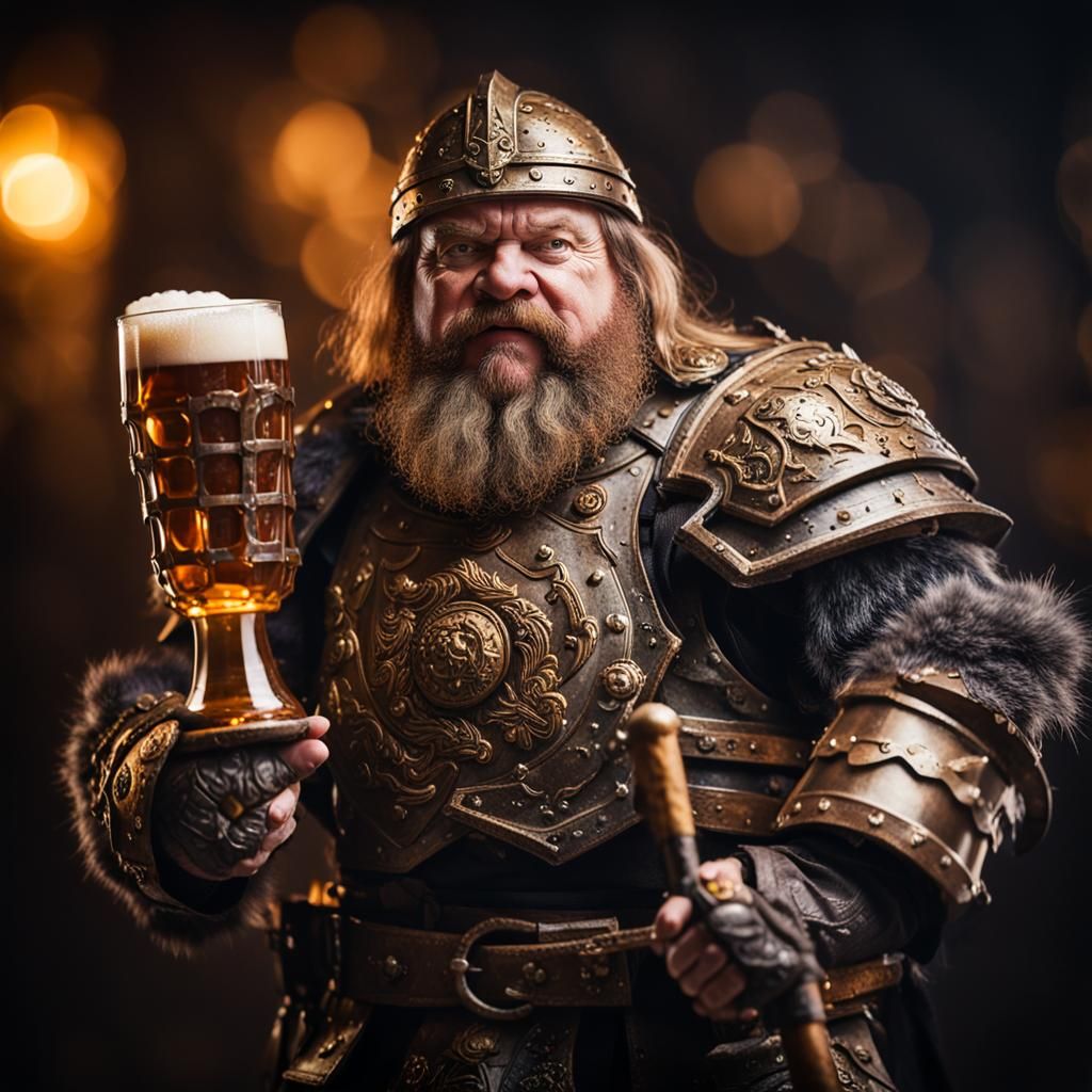 Dwarf Warrior with Beer Mace, Professional Photo