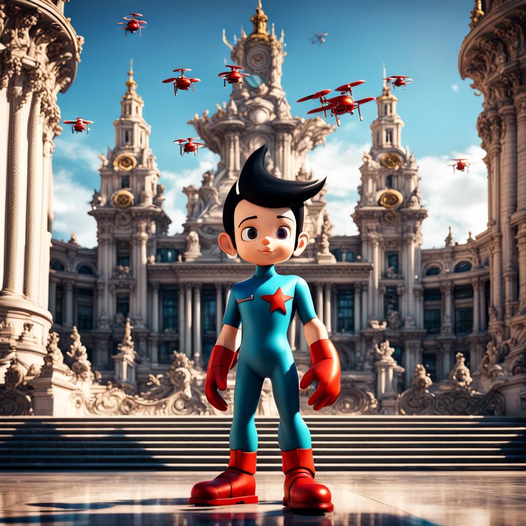 Astroboy and Drones at Plaza Cibeles: 8K Art