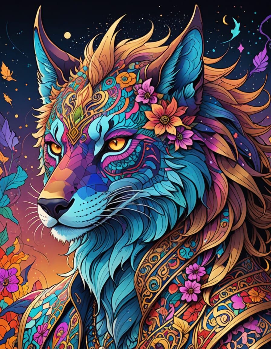 Supernatural Beast in Opulent Fantasy Attire