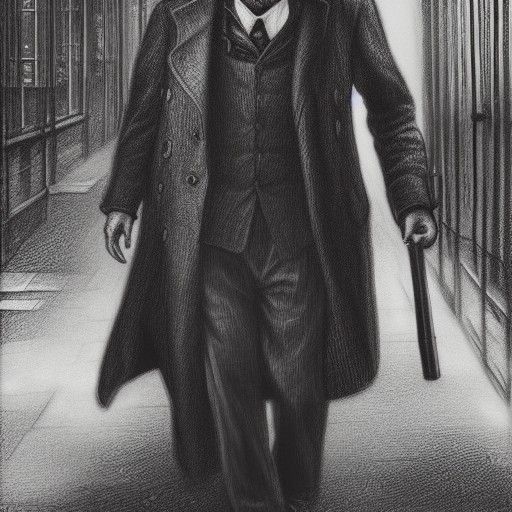 Sherlock Holmes in Dystopian London: Charcoal Drawing