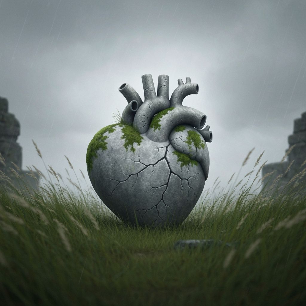 Mossy Stone Heart: Digital Art