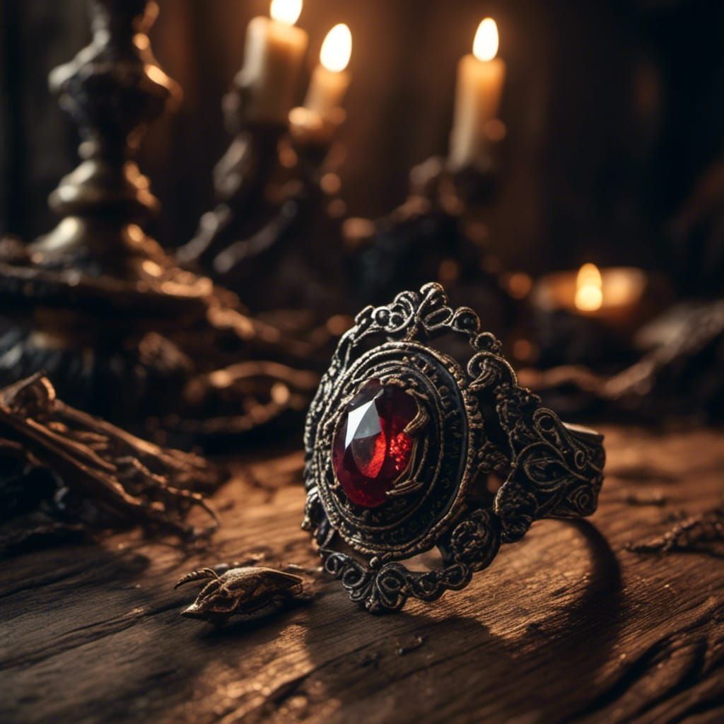 Mystical Gothic Ring in Dramatic Lighting
