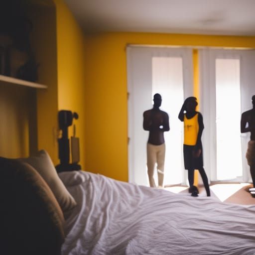 Old Yellow Room with Black Men: Photography