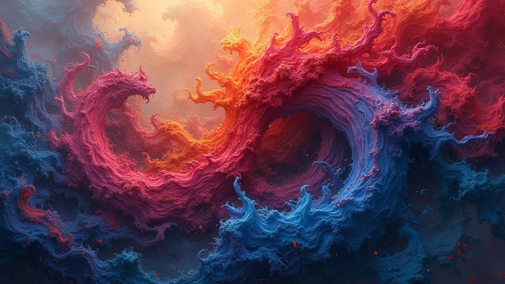 Voluptuous Abstract Form in Splash Art Style