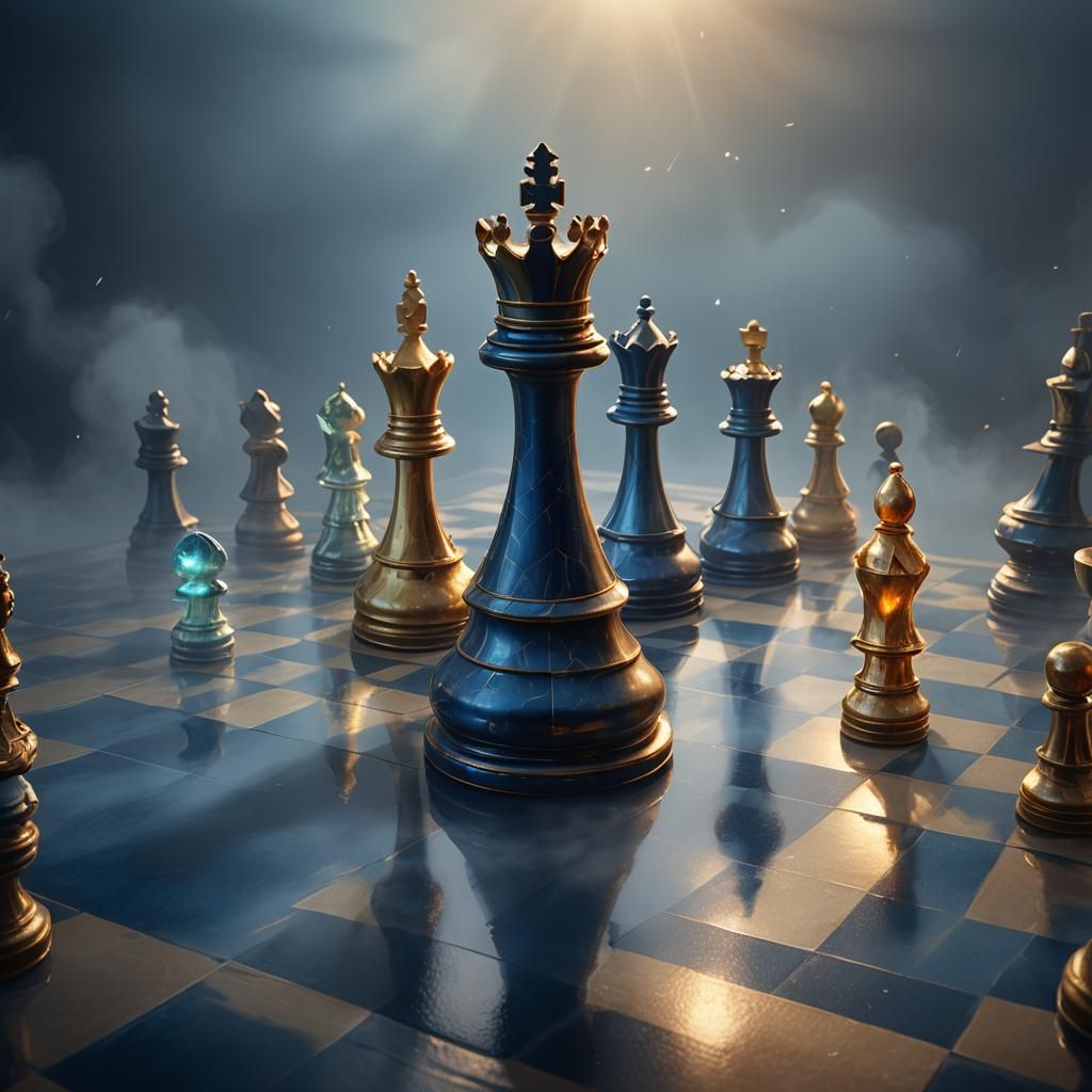 Mystical Chess King on Ethereal Board