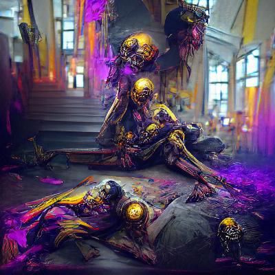 Robotic Astral Zombies in Dark Fantasy Style