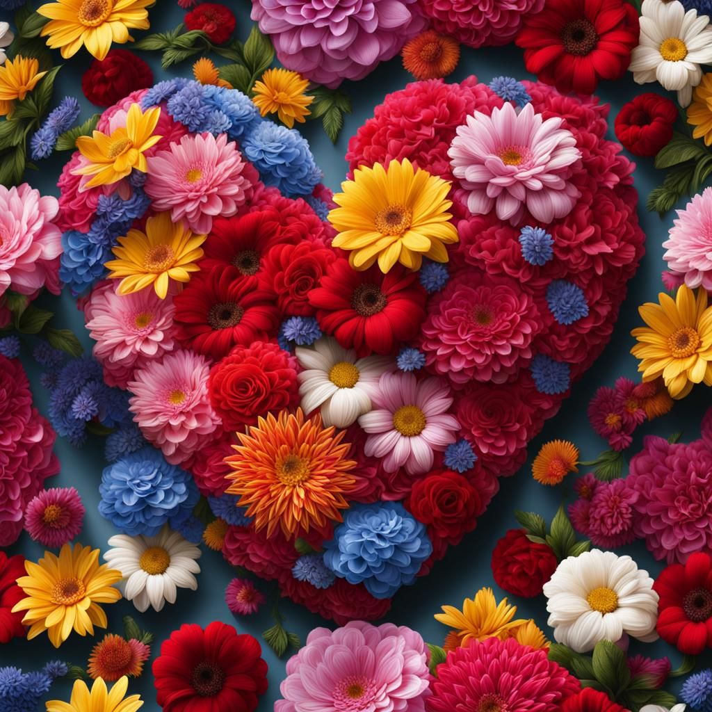 Floral Heart: A Photorealistic Fantasy Masterpiece