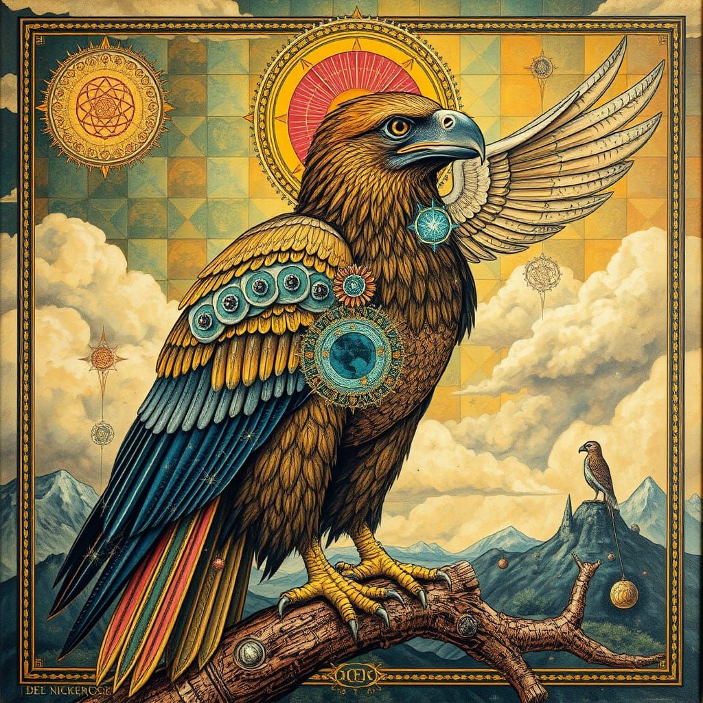 Eagle Piano Parts Utopia: Bosch-Inspired Oil Painting