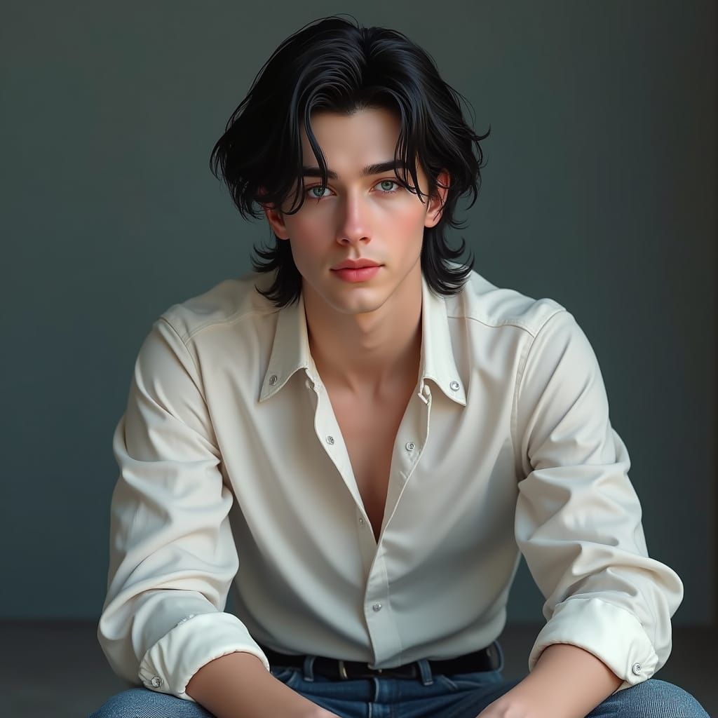 Realistic Portrait of a Young Man with Ethereal Presence