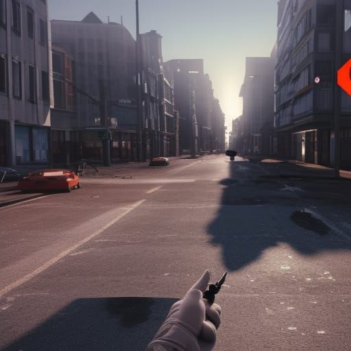 Post-Apocalyptic Sunset: Gloved Hand with Knife