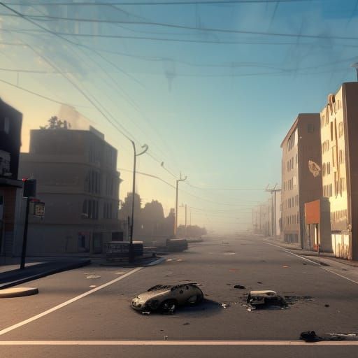 Post-Apocalyptic Sunset: Gloved Hand With Knife